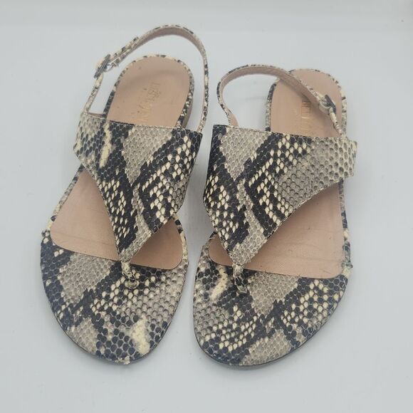 Bellofatto Italian Leather Snakeskin Strappy Sandals Women’s 7 EU 38 Slip On - Picture 1 of 7